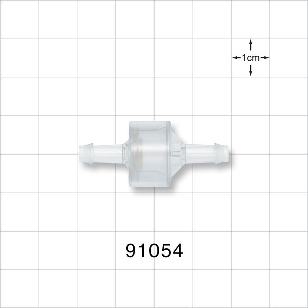 High-Flow Check Valve, Barbed - Fits 3/16 inch ID Tubing (0.188 inch, 4.76 mm); 0.055 psi CP - 91054