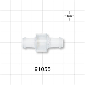 High-Flow Check Valve, Barbed - Fits 3/8 inch ID Tubing (0.375 inch, 9.53 mm); 0.0718 psi CP - 91055