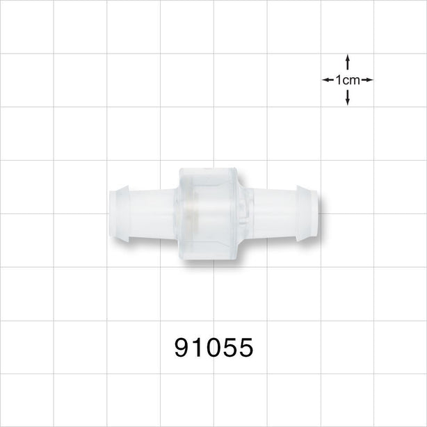 High-Flow Check Valve, Barbed - Fits 3/8 inch ID Tubing (0.375 inch, 9.53 mm); 0.0718 psi CP - 91055