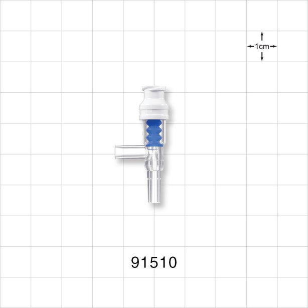 SmartSite™ Needle-Free Valve T Connector, Female Luer Lock, Male Luer Slip - 0.096 inch - 0.089 inch ID (2.44 mm - 2.26 mm) - 91510