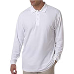 Ultraclub Men's Long Sleeve Pique Polo Shirts 8542WHTXL - 1.0 Each