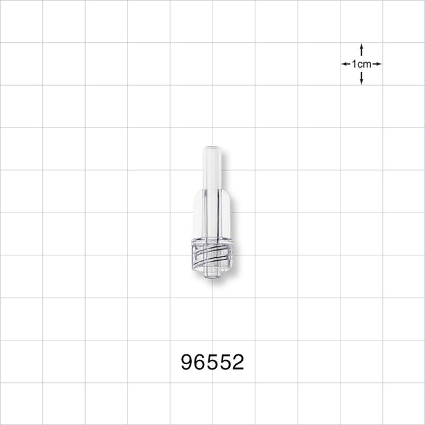 Male Luer Lock, Tubing Port, Clear - 0.106 inch ID/0.169 inch - 0.181 inch OD (2.69 mm/4.29 mm - 4.6 mm) - 96552