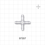 Cross Connector, Barbed - Fits 3/16 inch ID Tubing (0.188 inch, 4.76 mm) - 97357