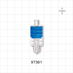 Flow Control Switch, Female Luer Lock Inlet, Male Luer Lock Outlet, Blue -  - 97361