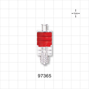 Flow Control Switch, Female Luer Lock Inlet, Male Luer Lock Outlet, Red -  - 97365