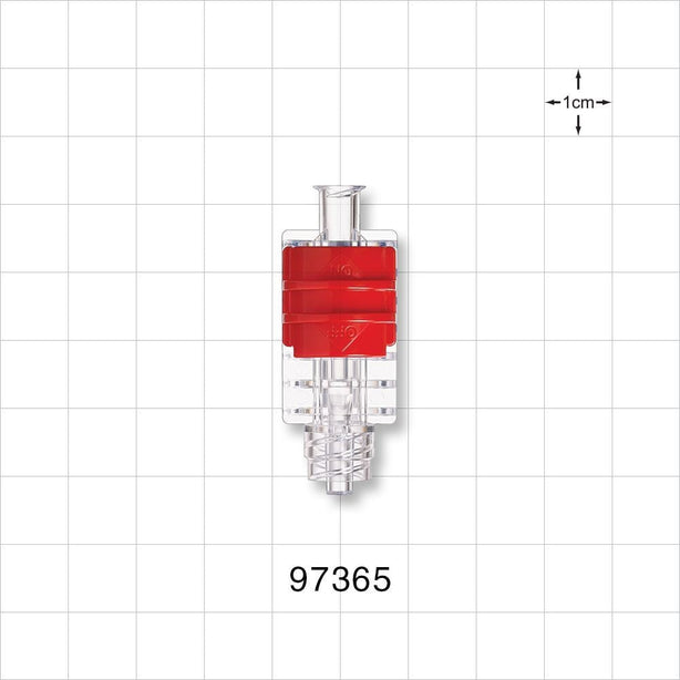 Flow Control Switch, Female Luer Lock Inlet, Male Luer Lock Outlet, Red -  - 97365