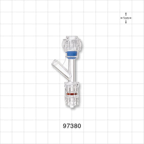 Hemostasis Valve Y Connector, Rotating Male Luer Lock, Female Luer Lock Sideport - 0 FR - 9 FR (0 inch - 0.118 inch, 0 mm - 3 mm); Up to 11 G - 97380