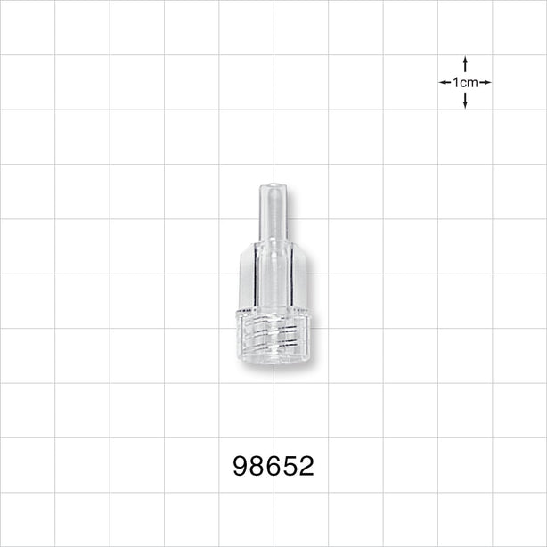 Large Bore Male Connector, Clear - 0.208 inch OD (5.3 mm) OD; 0.146 inch Thru Hole (3.7 mm) - 98652
