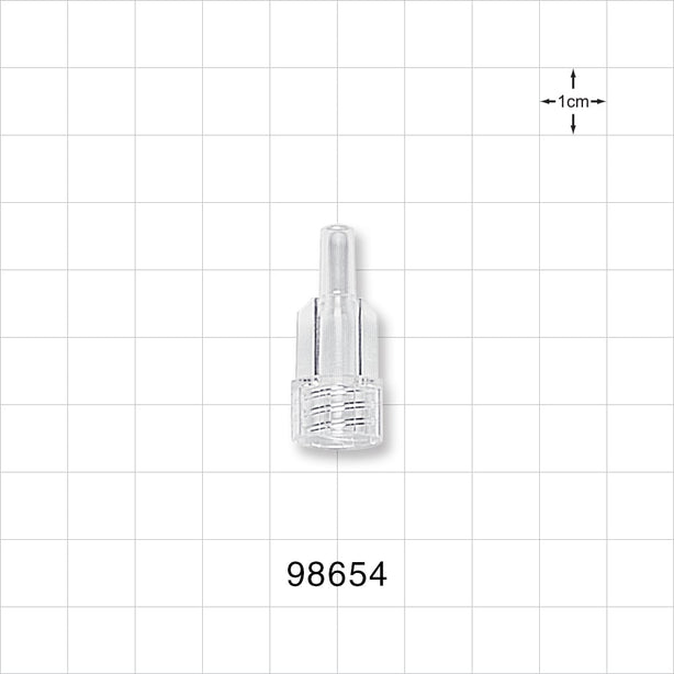 Large Bore Male Connector, Clear - 0.208 inch OD (5.3 mm) OD; 0.146 inch Thru Hole (3.7 mm) - 98654