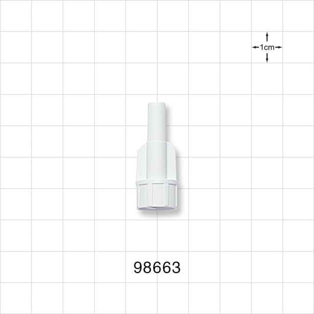 Large-Bore Male Connector, White - 0.236 inch OD (6 mm); 0.181 inch Thru Hole (4.6 mm) - 98663