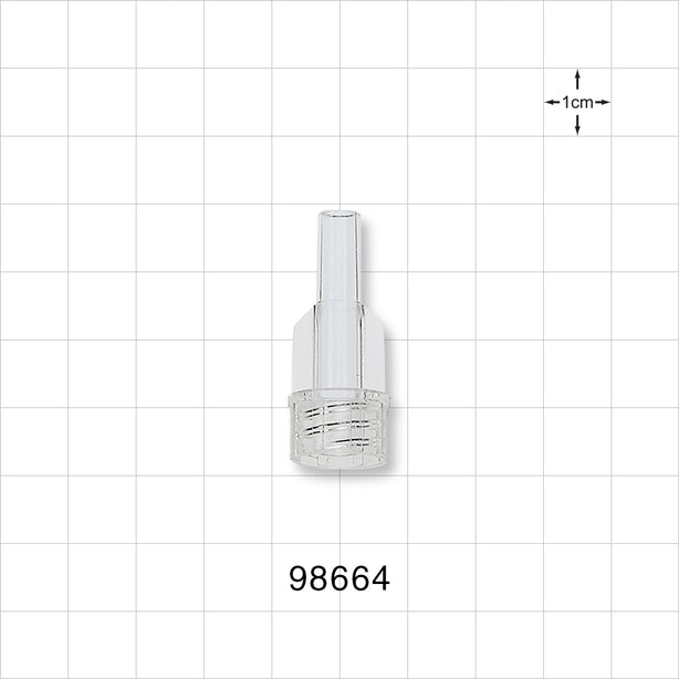 Large Bore Male Connector, Clear - 0.236 inch OD (6 mm); 0.181 inch Thru Hole (4.6 mm) - 98664