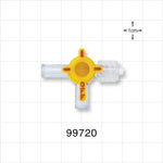 4-Way Stopcock, 2 Female Luer Locks, Male Luer with Spin Lock - 0.105 inch Thru Hole (2.67 mm); 45 psi - 99720