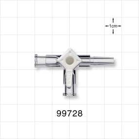 3-Way Stopcock, 2 Female Luer Locks, Male Luer Slip - 200 psi - 99728