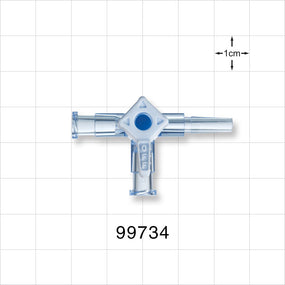 3-Way Stopcock, 2 Female Luer Locks, Male Luer Slip - 500 psi - 99734