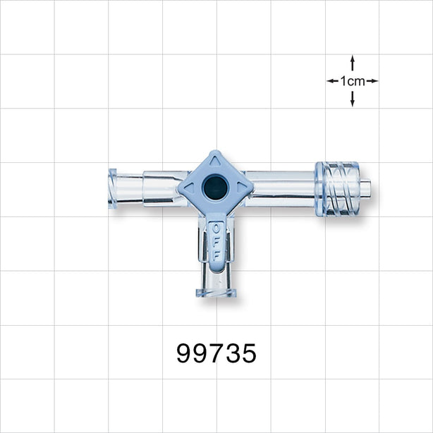 3-Way Stopcock, 2 Female Luer Locks, Male Luer Lock - 500 psi - 99735