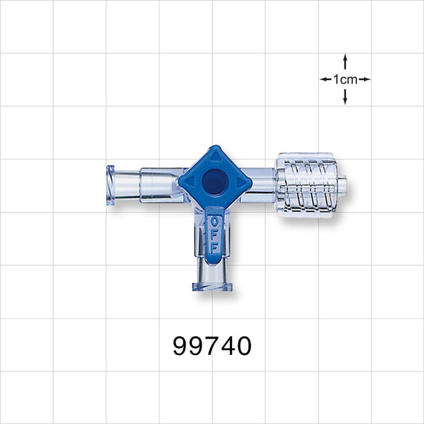 3-Way Stopcock, 2 Female Luer Locks, Swivel Male Luer Lock - 1050 psi - 99740