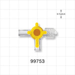 2-Way Stopcock, 2 Female Luer Locks, Swivel Male Luer Lock, 90 Degree Turn Handle - 0.105 inch Thru Hole (2.66 mm); 45 psi - 99753