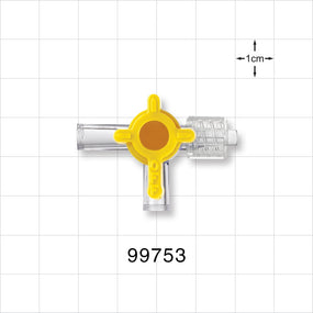 2-Way Stopcock, 2 Female Luer Locks, Swivel Male Luer Lock, 90 Degree Turn Handle - 0.105 inch Thru Hole (2.66 mm); 45 psi - 99753