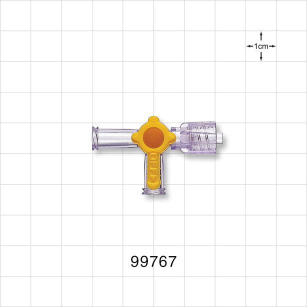 4-Way Stopcock, 2 Female Luer Locks, Male Luer Spin Lock - 29 psi - 99767