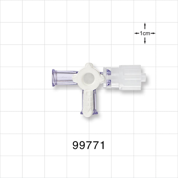 3-Way Stopcock, 2 Female Luer Locks, Rotating Male Luer Lock - 43 psi - 99771