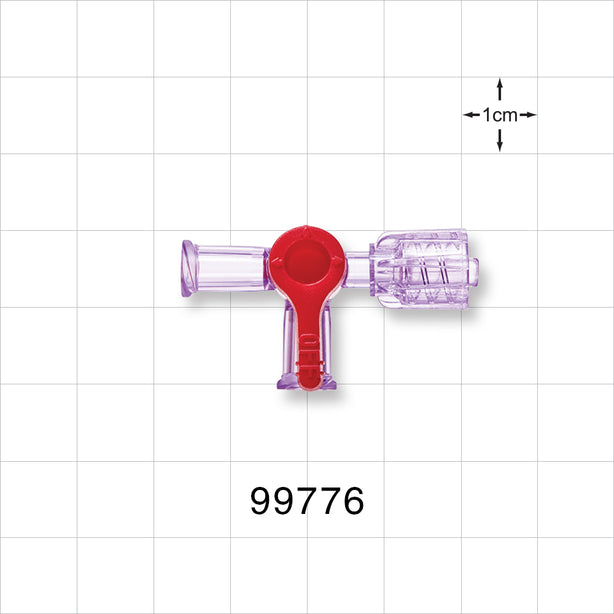 2-Way Stopcock, 2 Female Luer Locks, Male Luer with Spin Lock - 43 psi - 99776