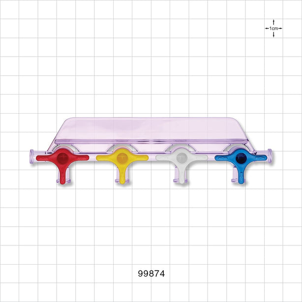 4-Gang Stopcock Manifold, 6 Female Luer Locks - 58 psi - 99874