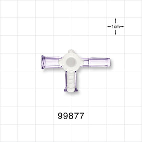3-Way Stopcock, 2 Female Luer Locks, Tubing Port - Fits 0.12 inch OD Tubing (3.05 mm); 45 psi - 99877