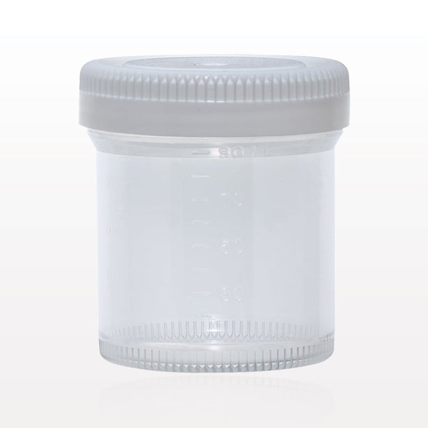 Specimen Container w/White Cap - 90 ml; 2.1 inch Opening (53 mm) - 99982