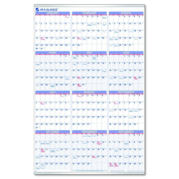 AT-A-GLANCE Yearly Wall Calendars PM12-28 1 Each - MDL-AAGPM1228