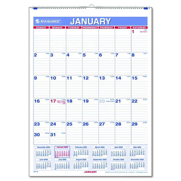 AT-A-GLANCE Monthly Wall Calendars PM1-28 1 Each - MDL-AAGPM128