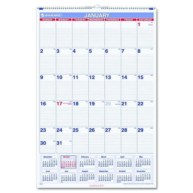 AT-A-GLANCE Monthly Wall Calendars PM4-28 1 Each - MDL-AAGPM428