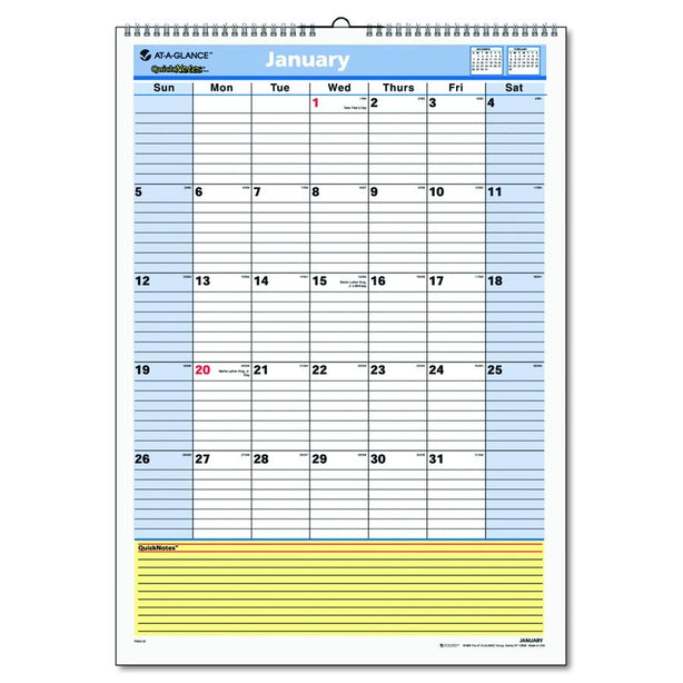 AT-A-GLANCE Monthly Wall Calendars PM52-28 1 Each - MDL-AAGPM5228