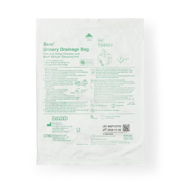 CR BARD Bard Urinary Drainage Bags 154002 1 Each - MDL-AAKBA154002H