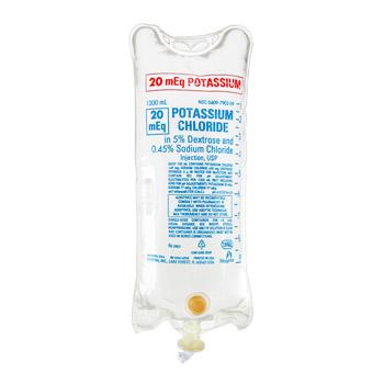 ICU MEDICAL NaCl Potassium Chloride in 5% Dextrose and 0.45% Sodium Chloride Solution, 20 mEq/1,000 mL - 07902-09 - 1 Each