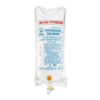 ICU MEDICAL NaCl Potassium Chloride in 5% Dextrose and 0.45% Sodium Chloride Solution, 30 mEq/1,000 mL - 07903-09 - 12 Each