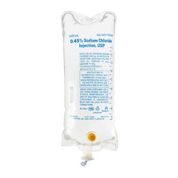 Icu Medical Sodium Chloride Injection Solution, USP, 0.45%, 1,000 mL Bag - 07985-09 - 12 Each