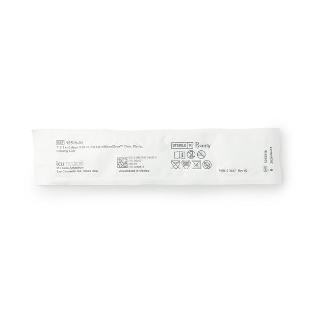 ICU MEDICAL Clear Connectors and 7" Standard Bore with MicroClave Extension Set - 12519-01 - 1 Each