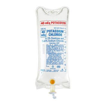 ICU MEDICAL NaCl Potassium Chloride in 5% Dextrose and 0.45% Sodium Chloride Solution, 40 mEq/1,000 mL - 07904-09 - 12 Each