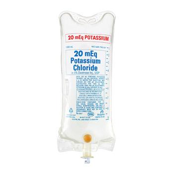 ICU MEDICAL Inj Potassium Chloride in 5% Dextrose Injection Solution, 20 mEq, 1000 mL - 07905-09 - 12 Each
