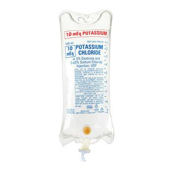 ICU MEDICAL NaCl Potassium Chloride in 5% Dextrose and 0.45% Sodium Chloride Solution, 10 mEq/1,000 mL - 07993-09 - 12 Each