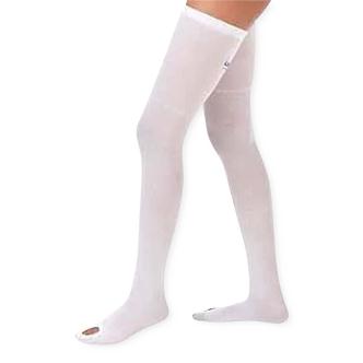 LifeSPAN Anti-Embolism Stocking, Thigh Length, Regular, White/Blue, Size L, Thigh-High - 573-02 - 1 Pair