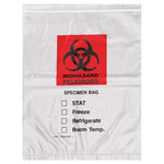 Econo-Zip Transport Bag, Specimen, Clear, Red and Black Biohazard Imprint, 3 Wall, 2 mL, 12" x 15", Action - A1201502BH - 1000 Each