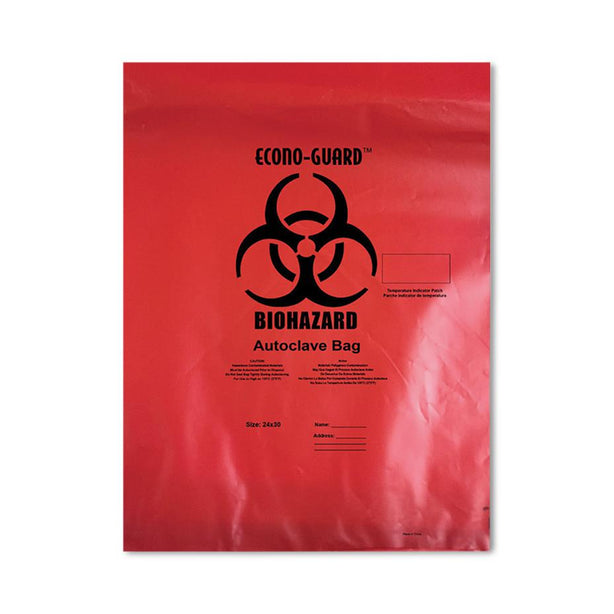 Action Econo-Guard Bag, Autoclave, Biohazard, Red, 12X24, 2MIL - ACR12X24 - 200 Each
