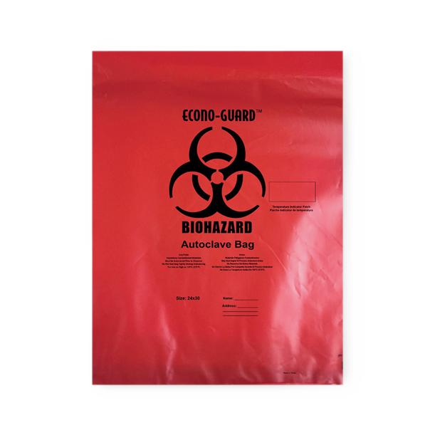 Action Econo-Guard Polypropylene Biohazard Autoclave Bag, 25"W x 35"H, 2 mil, Indicator, Red, "Biohazard" Print - ACR25X35 - 200 Each