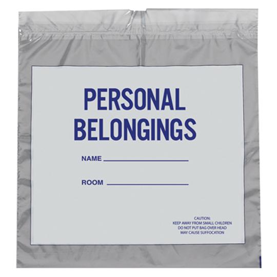 Action White Personal with Handle Patient Belonging Bag, Drawtape, Clear, 20" x 20" - PBB2020DT - 250 Each