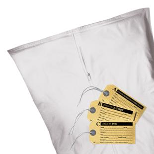 Action Pouches White Vinyl Body Bag with Straight Zipper and Tags, Adult, 6 mil, 36" x 90" - SZ - 10 Each