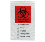 Econo-Zip Transport Bag, Specimen, Clear, Red and Black Biohazard Imprint, 3 Wall, 1.7 mL, 10" x 10", Action - STB1010-1.7 - 1000 Each