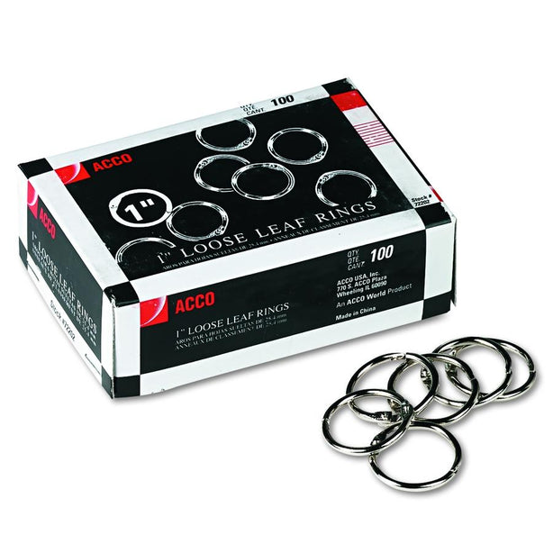 1" Metal Loose-Leaf Rings, Book - 72202 - 100 Each