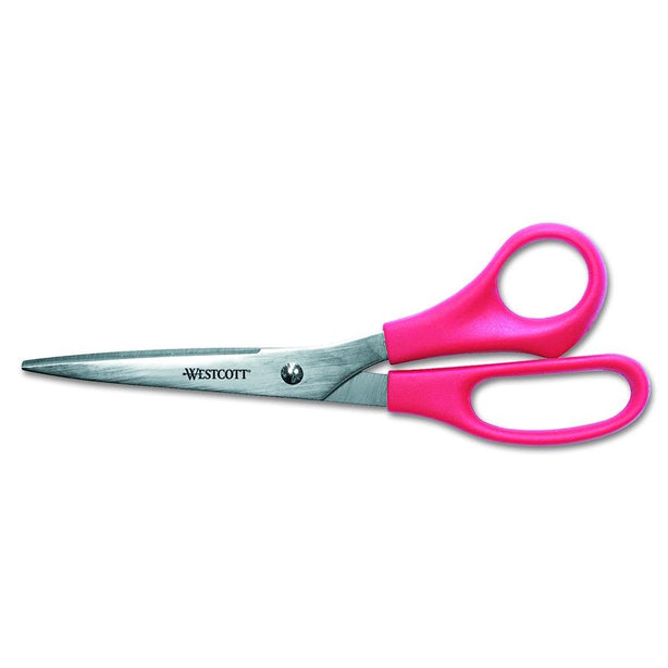 Acme United Straight Wescott Value Line 8" Red Stainless Steel Right / Left Shears - 40618 - 1 Each