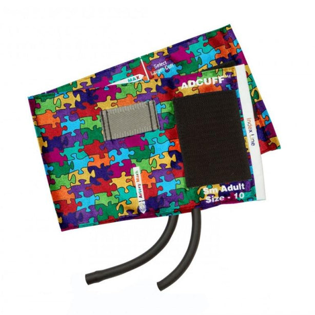 Adcuff & Bladder, 2 Tube, Small Adult, Puzzle Pieces, LF, Multikuf Portable 4-Cuff Black Sphygmomanometer Kit - 845-10SAPP-2 - 20 Each